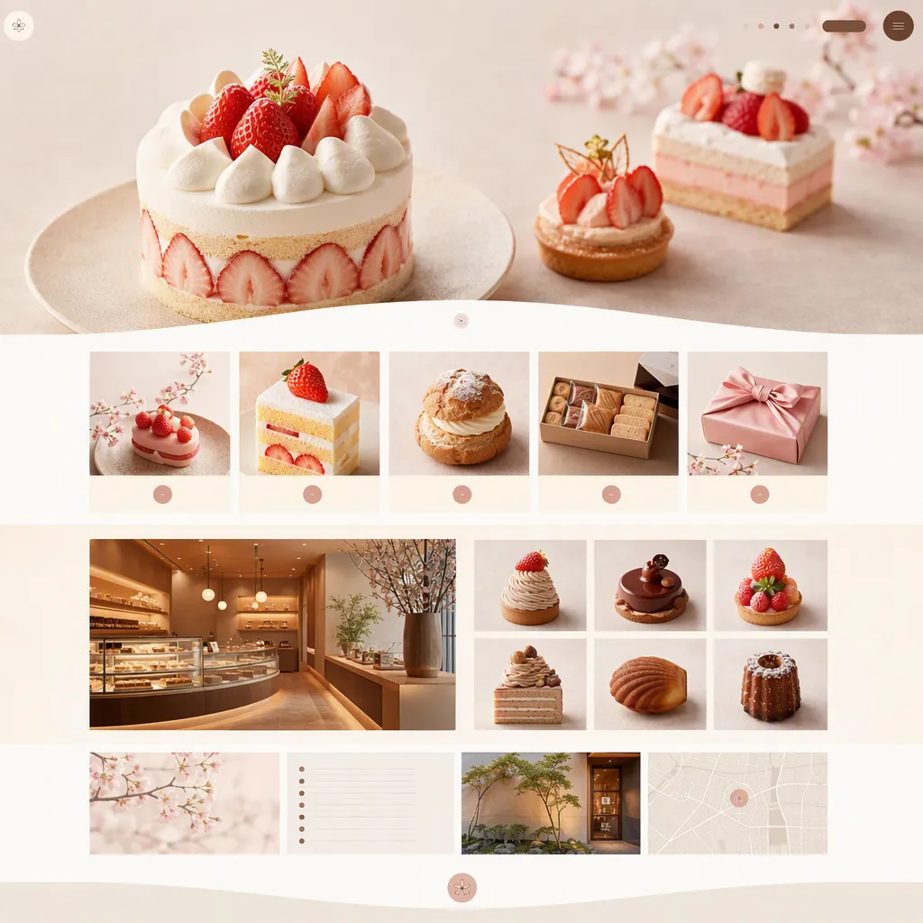 スイーツそのものの写真を大胆に使った、上品で購買意欲の出る店舗サイト